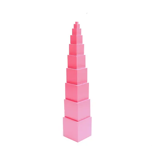木製感覚教育モンテッソーリ古典的な材料のおもちゃピンクの塔