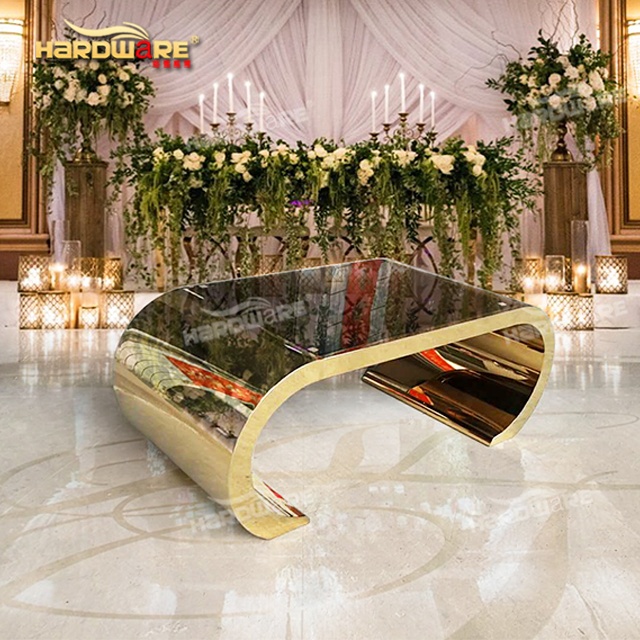 Мебель для столовой Современная рама из нержавеющей стали зеркальный стеклянный журнальный столик