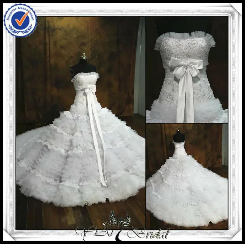 jj0072 amostra real magnolia vestido com babados em camadas de tule e renda zuhair murad vestidos de noiva preços 2014