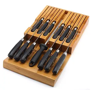 Bamboo Drawer Knife Block Knife Drawer Organizer