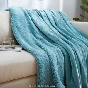 100% Polyester Thick Coral <strong>Fleece</strong> <strong>Sherpa</strong> Lining Double <strong>Fleece</strong> Blanket - Product Image 1