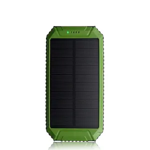 PowerGreen 홍수 빛 디자인 빠른 태양 충전기 10000mAh 5V 2A 태양 전원 은행 태양 건조 셀 배터리 전화