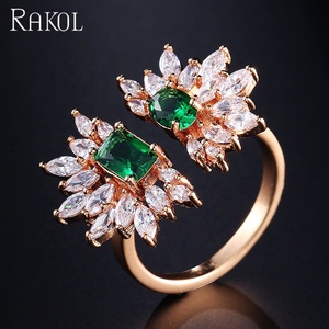 RAKOL RP244 Anelli Quadrati Placcati <span class=keywords><strong>Oro</strong></span> per Donne, Gioielli Personalizzati per Matrimoni, Fidanzamenti e Feste alla Moda - Product Image 2