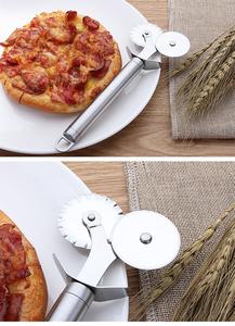 Cortador de <span class=keywords><strong>pizza</strong></span> de acero inoxidable, rueda de doble deslizador de alta calidad - Product Image 5