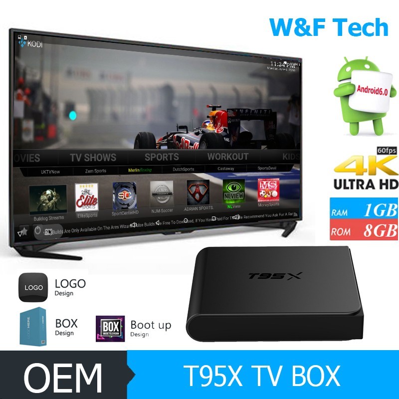 Multifonctionnel s905x android 6.0 tv box 8 gb nand flash amlogic s905x iptv arabe apk