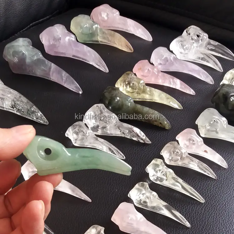 Wholesale Natural Quartz Crystal Bird Head Skull For Pendants