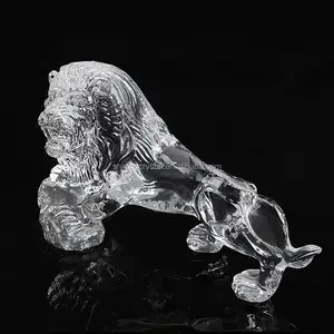 Shining majestic crystal lion figurine