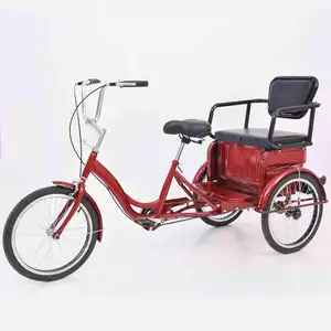 20 Inch Volwassen Stalen Frame Triciclo Para Adultos 3 Wiel Trike Riksja Pedaal Bemande Driewieler Voor Personenauto