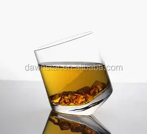 Two Sides Inclined Bottom 260ml Size Lead Free Novelty Whisky Glass