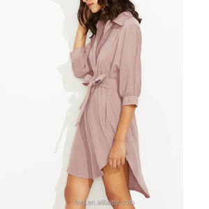 <span class=keywords><strong>Robe</strong></span> chemise caché Coeur dobladillo curvado auto tie mini camisa vestido - Product Image 3
