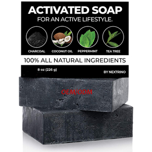 Natural Organic Peppermind Activated Charcoal <strong>Tea</strong> <strong>Tree</strong> Bath Black <strong>Soap</strong> - Product Image 2
