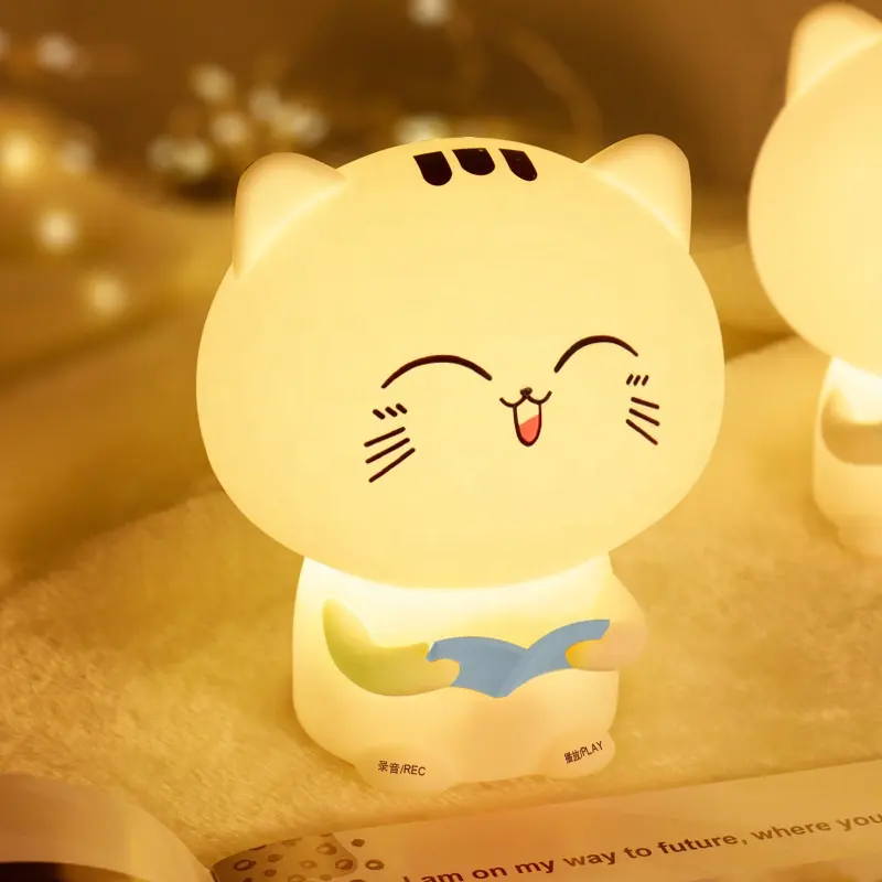 Новое поступление 2019, светодиодный силиконовый ночник в виде кошки с 7 изменяющимися цветами, настольная лампа для детей