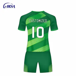 Hohe qualität Großhandel custom sublimiert grün fußball uniform