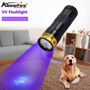 ALONEFIRE <span class=keywords><strong>12</strong></span> LED 395nm Lampe torche portable Détecteur UV pour urine de chat, chien, animal de compagnie, argent, hôtel <span class=keywords><strong>Mini</strong></span> lampe torche Lampe de voyage Pile AAA - Product Image 1