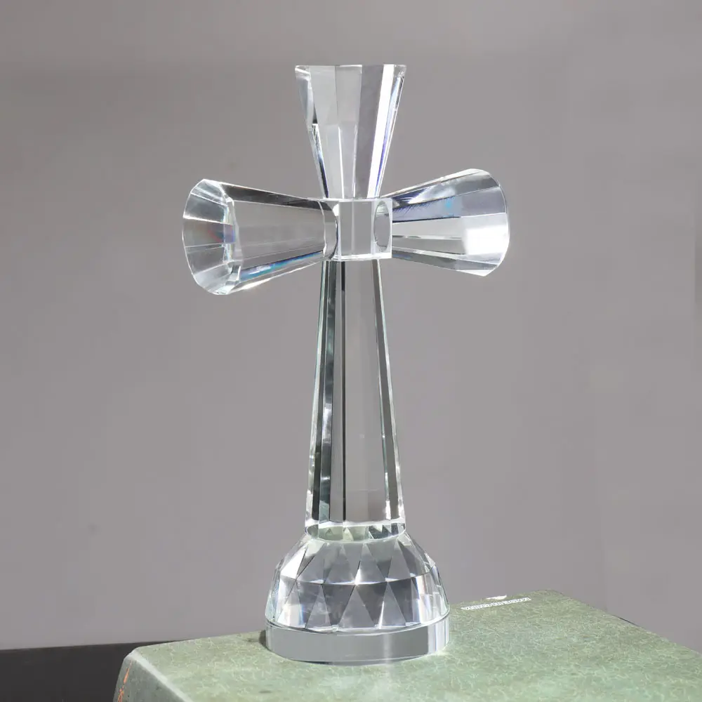 Clear Crystal glass standing cross MH-15550