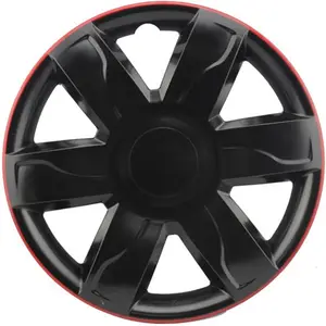 Atacado PP/ABS Anti-desgaste Preto e Vermelho Carro Centro Roda Hubcaps ,14 polegadas 15 polegadas Bi-color Auto roda Jantes Cobre