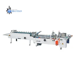 ZH-800 Automatic straight line box folder gluer cheap paper board pasting machine for boxes