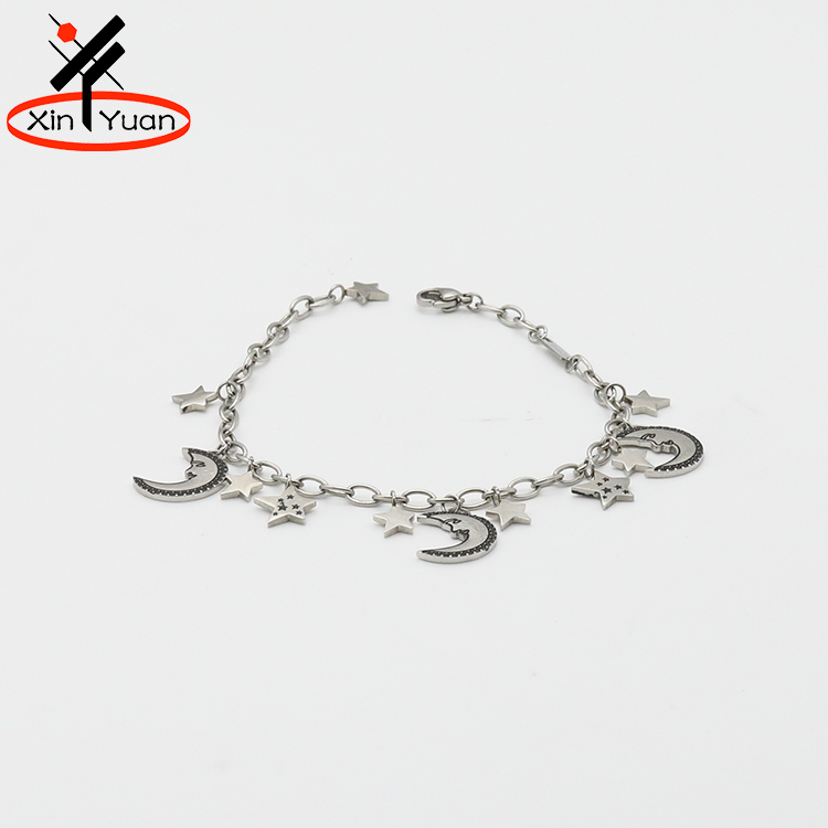 Mejor venta de acero inoxidable Cadena de pie con Luna estrellas para ventas al por mayor