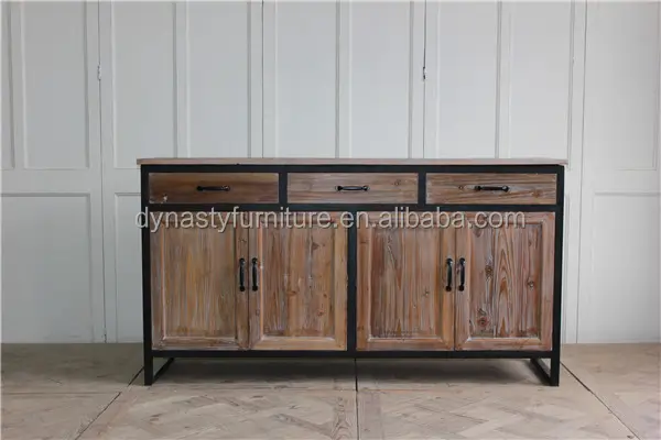Industriale armadio da cucina mobili credenza in legno e struttura in metallo