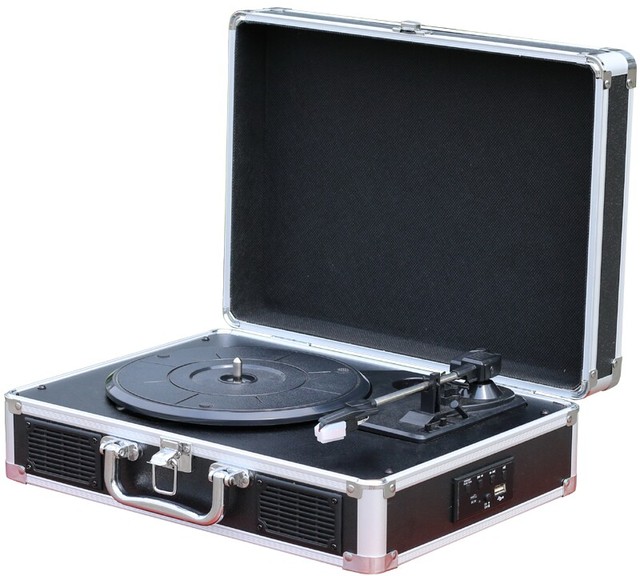 New vinyl record player suitcase 3-speed turntable with bag
