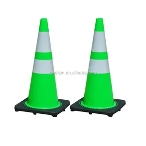 Cone de tráfego macio do pe de 100cm com base de borracha, cone reflexivo durável usado na construção