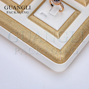 Doré sur tranche Pu-fil <span class=keywords><strong>Dessin</strong></span> Anneau vitrine avec 20 trous gros moderne boîte à bijoux - Product Image 5