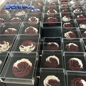 Spezieller kunden spezifischer Stil Verschiedene Flaggen farben Schöne konservierte Rose in Geschenk box mit Schublade für National feiertag