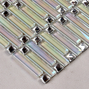 Mosaico di cristallo per la decorazione della parete bordo della vasca da bagno strisce di vetro trasparente mosaico e la lucidatura piccola piastrella quadrata a specchio 3D - Product Image 2