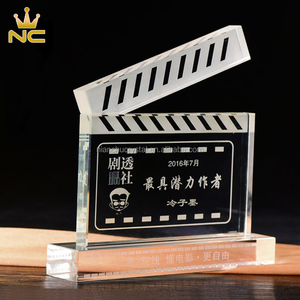 स्लेट के आकार का क्रिस्टल ग्लास Clapperboard मेमोरियल फिल्म के लिए ट्रॉफी सजीले - Product Image 2