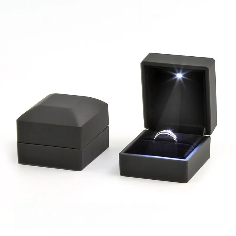 Boîte cadeau d'emballage de bijoux avec lumière LED, pendentif de luxe, collier, bague, boucle d'oreille, bracelet, bague, vente en gros