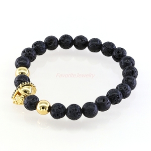 <span class=keywords><strong>Moda</strong></span> personalizada 18 K oro chapado micro Pace CZ Samurai casco pulsera, piedra natural hombres pulsera - Product Image 2