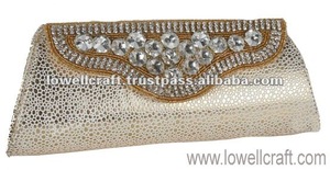 Luxury Hand Embroidered Evening Clutch Bag Zircon Stone Decorated Geometric <b>Frame</b> Pattern <b>Multiple</b> Options (Satin PU Cotton PVC) - Product Image 3