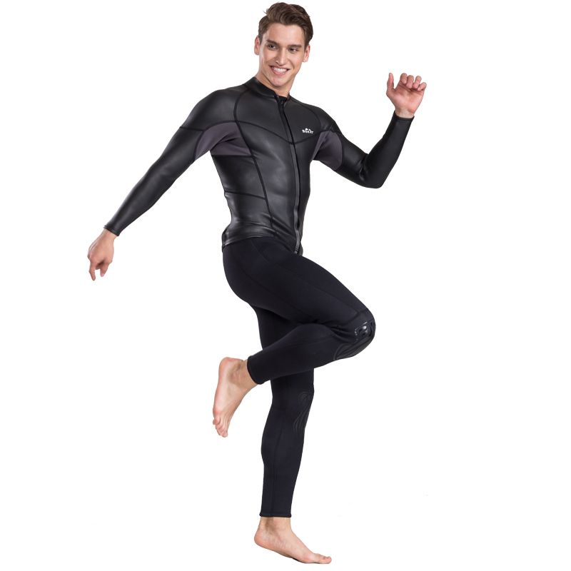 Мужской неопреновый гидрокостюм с длинным рукавом и молнией спереди, 2 мм