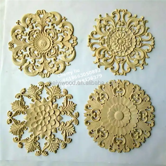 Antique Wooden Carved Furniture Decorative Onlays And Appliques Rosettes