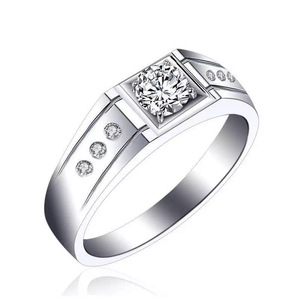 14k זהב לבן 3 קרט VVS moissanite יהלומי טבעת נישואים לגברים