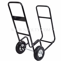 Nouveau Noir Chariot De Bois De Chauffage Cheminée Bois Porte-Housse Porte-Chariot Roulant Chariot
