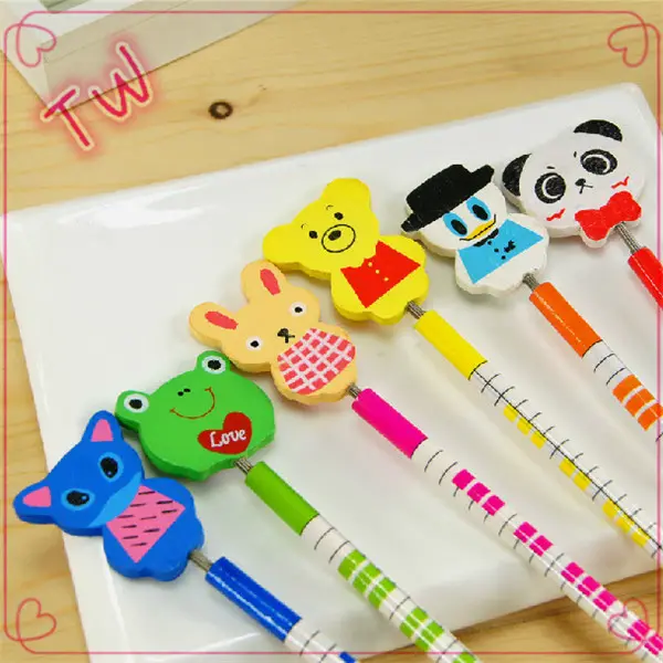 Cute animal shape lead pencil good quality fancy stationery,Hot sale wooden standard pencils 014