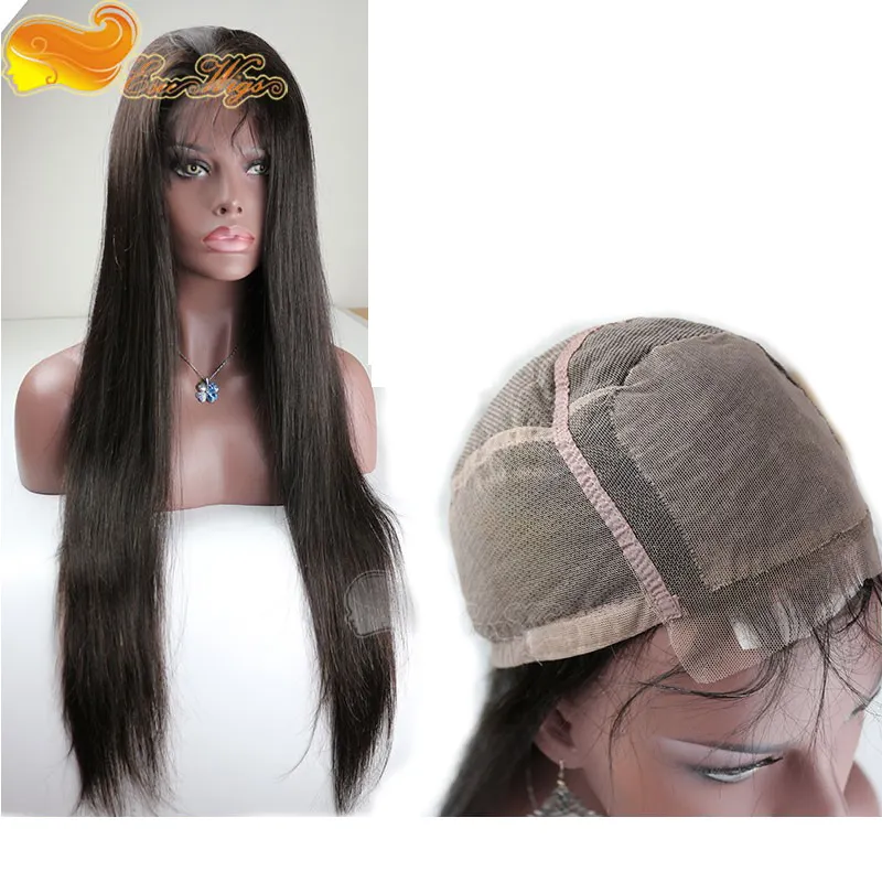 Virgin capelli umani parrucca piena di pizzo top in seta a base di pizzo parrucche colore naturale in magazzino