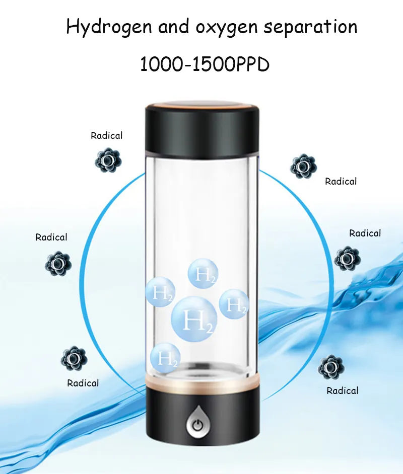 ไฮโดรเจนที่อุดมไปด้วยน้ำอัลคาไลน์ชงกรองแบบพกพาเครื่อง Ionizer สำหรับกีฬาท่องเที่ยวกลางแจ้ง