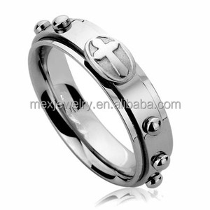 6MMステンレス鋼の結婚指輪リングクロス刻印ロザリオスピナー祈りリング - Product Image 4