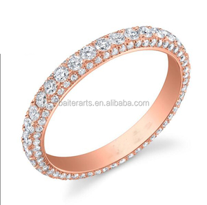 Rose Gold Plated 925 Sterling Bạc Trang Sức AAA Cubic Zirconia CZ <span class=keywords><strong>Micro</strong></span> <span class=keywords><strong>Pave</strong></span> <span class=keywords><strong>3</strong></span> Hàng Kim Cương Stackable Eternity Vòng Đối Với phụ nữ - Product Image 1