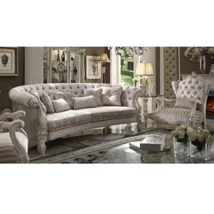 2021 Longhao Luxe Meubilair Woonkamer Sofa Set, Houtsnijwerk 7 Zits Bankstel Ontwerpen Elegante Zorgzame Meubels