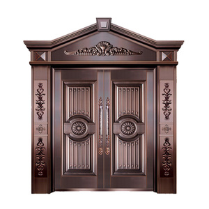 Porte d'entrée antique et bronze, design de porte d'entrée, en cuivre véritable à 100%, anti-balles, porte avant double - Product Image 2