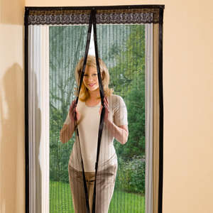 Cortina de puerta de malla <span class=keywords><strong>antimosquitos</strong></span> con diseño de girasol de poliéster magnético, cortina de malla para ventanas resistente a insectos - Product Image 5