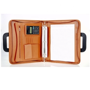 Fournitures de bureau scolaire personnalisées Sac à documents Porte-documents Nouveau classeur A4 <span class=keywords><strong>en</strong></span> cuir PU Portefeuille à fermeture éclair Classeurs à 4 anneaux 20 pages - Product Image 5