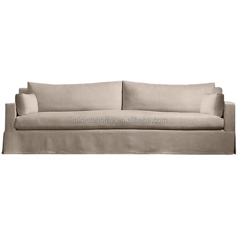 Classic Furniture Chic Ultra Comfortable Twisted Slipcovered sofa Linen Beige Traditional Living Room Sofa