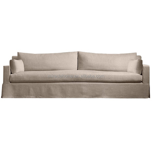 Mobilier classique Chic Ultra Confortable Torsadé Slipcovered Sofa <span class=keywords><strong>Lin</strong></span> <span class=keywords><strong>Beige</strong></span> Traditionnel Salon Canapé - Product Image 1