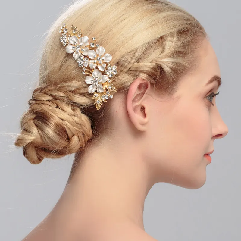Handgemachte Hochzeit Haar kämme für Bräute Gold/Silber Farbe Metall Haar kämme Blumen form Haars pangen Hochzeit Zubehör