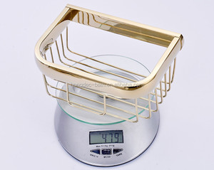 Brass Golden Eco-Friendly Homedec Shower Caddy Square Bath <strong>Basket</strong> Storage <strong>Wall</strong> Mounted <strong>Hanging</strong> Organizer - Product Image 5