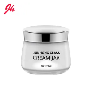 100G glass containers for creams Transparent Clear Glass Cream Jar Face With Silver/Gold Lid Cosmetic Packaging Glass Bottle